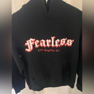 Fearless Black Hoodie with Red Print